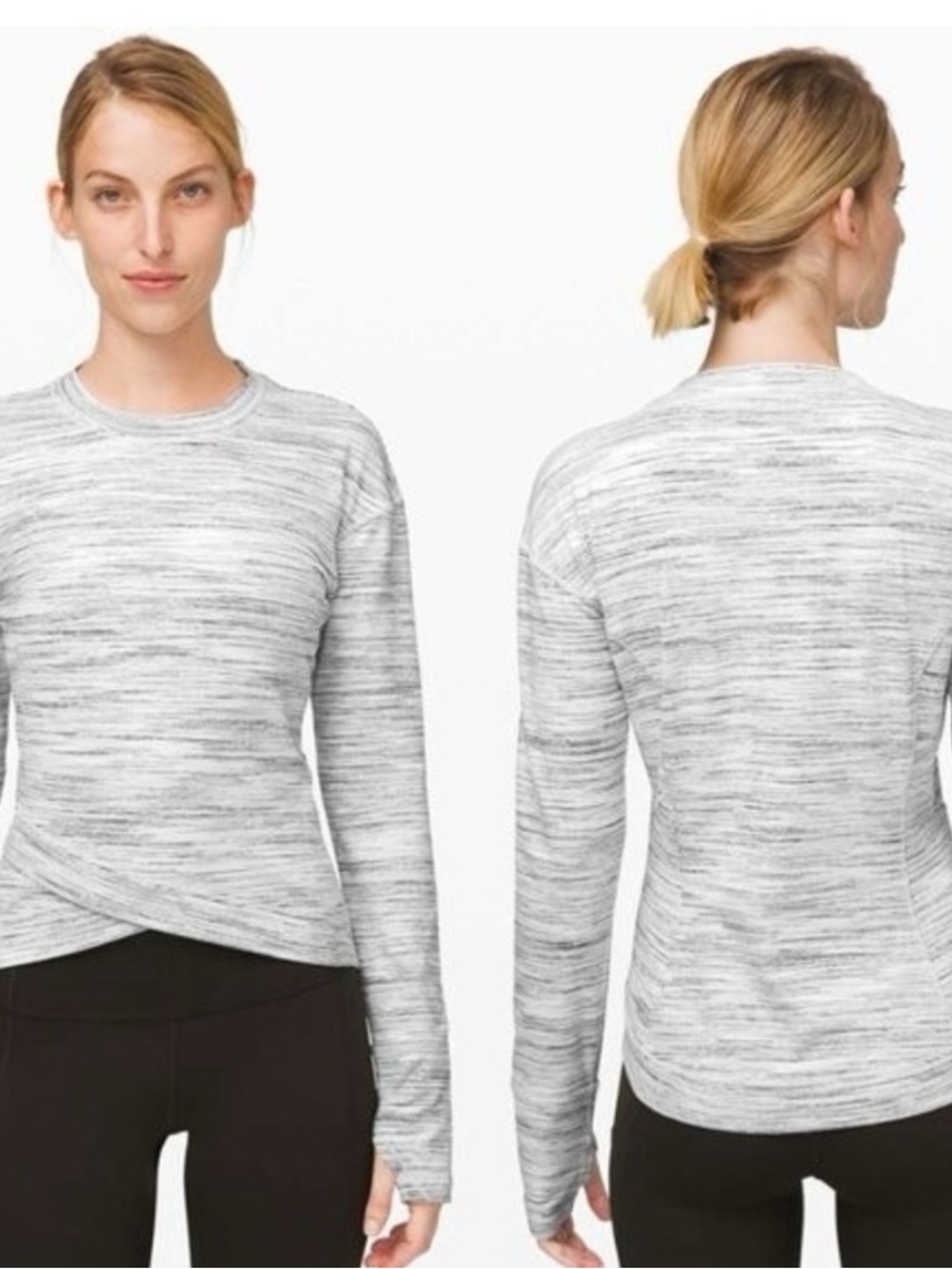 lululemon athletica Heathered Light Gray Crossover Hem Crewneck Sweatshirt